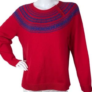 Talbot's XL Wool Blend Red Blue Women's Sweater
